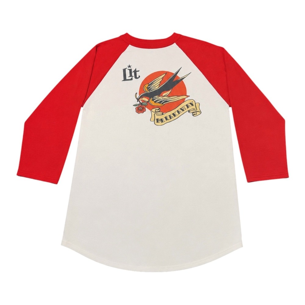 Lit Band Breakaway Swallow Tattoo Graphic Raglan 3/4 Sleeve